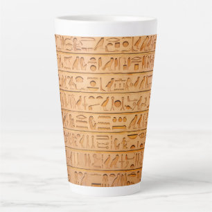 Caneca De Café Latte Língua Hieróglifo Antigo Egito Texto Gravado
