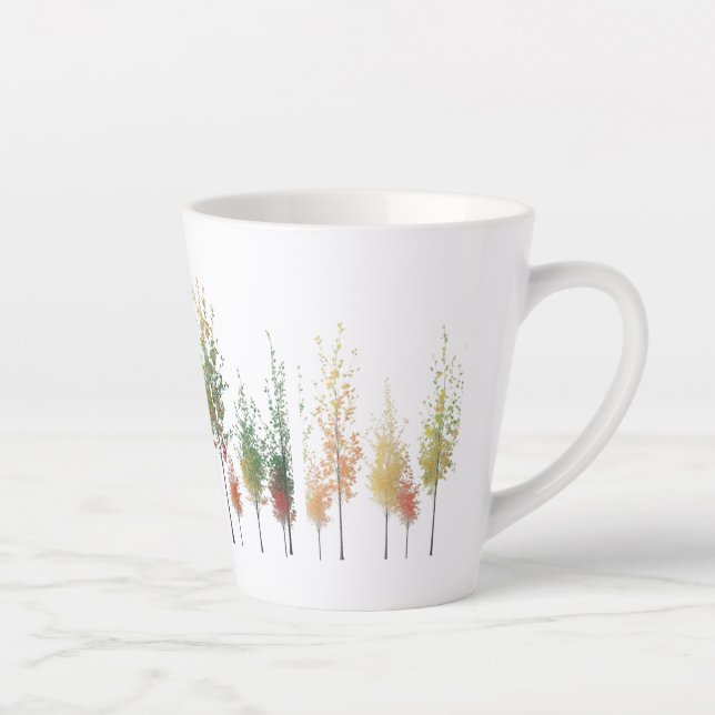 Caneca De Café Latte Linha de Árvore de Aquarela Pequena Lata de Lata (Direita)