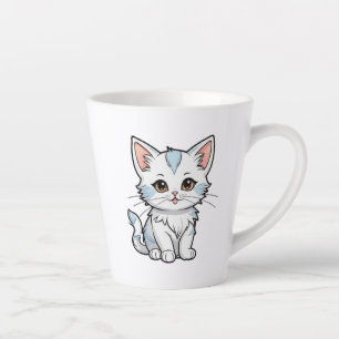 Caneca De Café Latte Linha de Cartoon de Gato Estilizado Design-52316