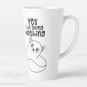 Caneca De Café Latte Linha de Gato Bonita Desenho Sim Não Estou Fazendo
