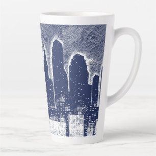 Caneca De Café Latte Linha de horizonte de paisagem urbana de Luzes da 