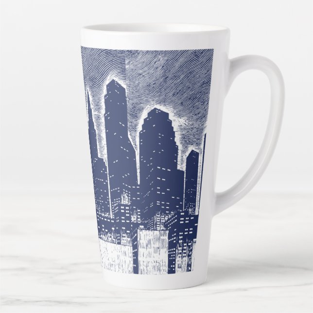 Caneca De Café Latte Linha de horizonte de paisagem urbana de Luzes da  (Direita)