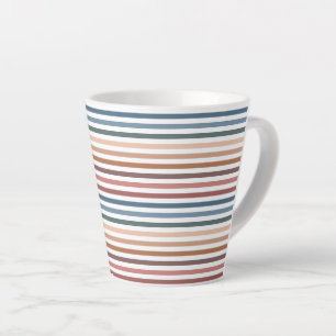 Caneca De Café Latte Linhas Arco-íris Mínimas e Suaves