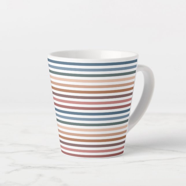 Caneca De Café Latte Linhas Arco-íris Mínimas e Suaves (Ângulo direito)