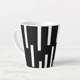 Caneca De Café Latte Linhas brancas e negras modernas minimalistas 4Kla