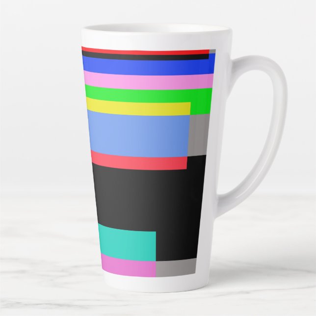 Caneca De Café Latte Linhas coloridas (Direita)