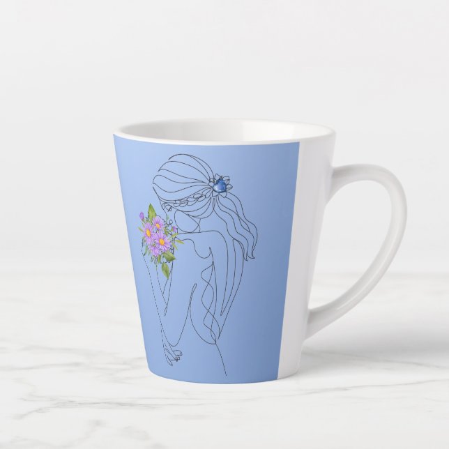 Caneca De Café Latte Linhas lindas | setembro | Lata (Direita)