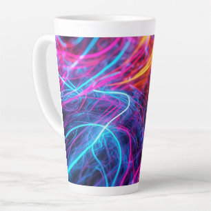Caneca De Café Latte Linhas Neon