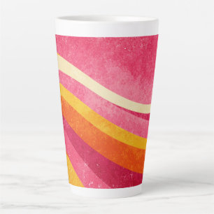 Caneca De Café Latte Linhas Onduladas Retrô – Fundo de Cor Vintage