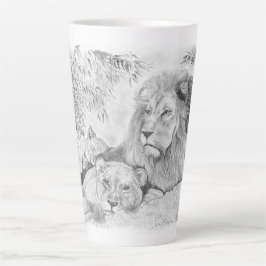 Caneca De Café Latte Lion Family Latte Mug