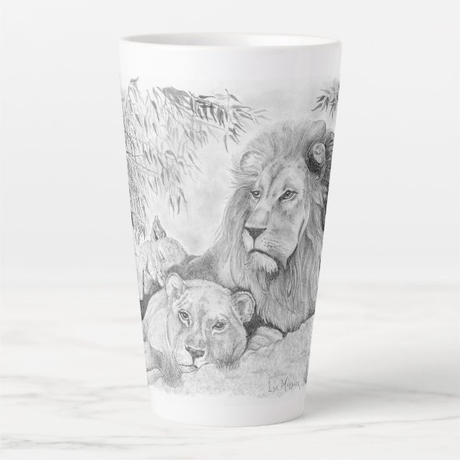 Caneca De Café Latte Lion Family Latte Mug (Frente)