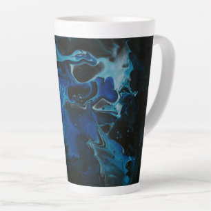 Caneca De Café Latte Líquido psicodélico azul escuro