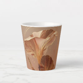 Caneca De Café Latte Lírio Calla Laranja Queimado Botânico
