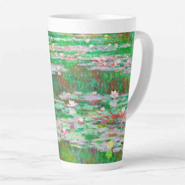 Caneca De Café Latte Lírios de água de Monet (Ângulo direito)