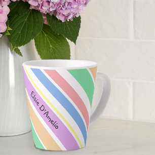 Caneca De Café Latte Listra Diagonal Personalizada Pastel Multicolor