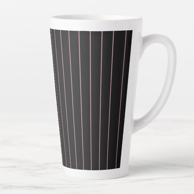 Caneca De Café Latte listradas a preto e a rosa (Direita)