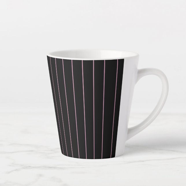 Caneca De Café Latte listradas a preto e a rosa (Direita)