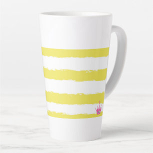 Caneca De Café Latte Listras amarelas e uma Caneca de Latte rosa
