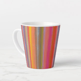 Caneca De Café Latte Listras Boho de Carvão Colorido