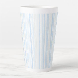 Caneca De Café Latte Listras Brancas Azul Bebê
