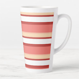 Caneca De Café Latte Listras cor-de-rosa brancas fofas