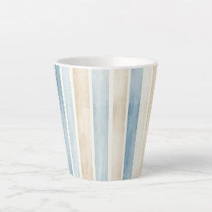 Caneca De Café Latte Listras de Creme Azul da Praia