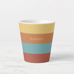 Caneca De Café Latte Listras de Nome Personalizado