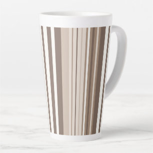 Caneca De Café Latte Listras de Tom Neutro Terroso Design de Padrão