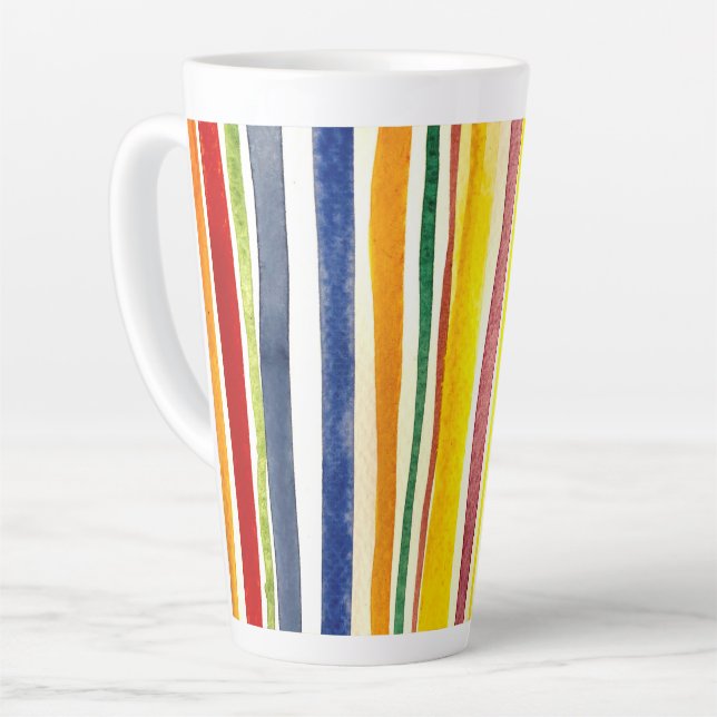 Caneca De Café Latte listras de verão (Ângulo esquerdo)