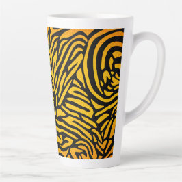 Caneca De Café Latte Listras de Zebra em Amarelo Dourado