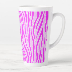 Caneca De Café Latte Listras de Zebra em uma Estampa de Safari Rosa Pó