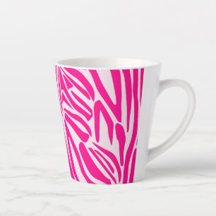 Caneca De Café Latte Listras de zebra rosa
