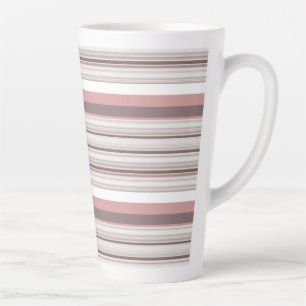 Caneca De Café Latte Listras marrons brancas fofas