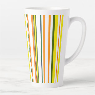 Caneca De Café Latte Listras Modernas Novas Laranja Amarelo Branco