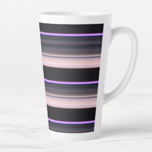 Caneca De Café Latte Listras pretas cinzas vintage fofas