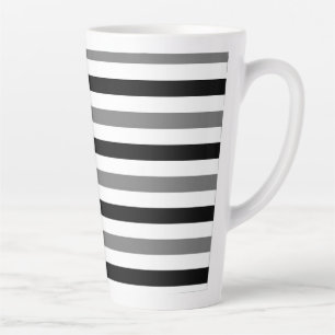 Caneca De Café Latte Listras pretas e brancas design