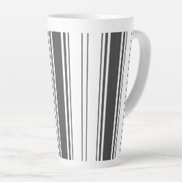 Caneca De Café Latte Listras pretas e brancas minimalistas simples mode