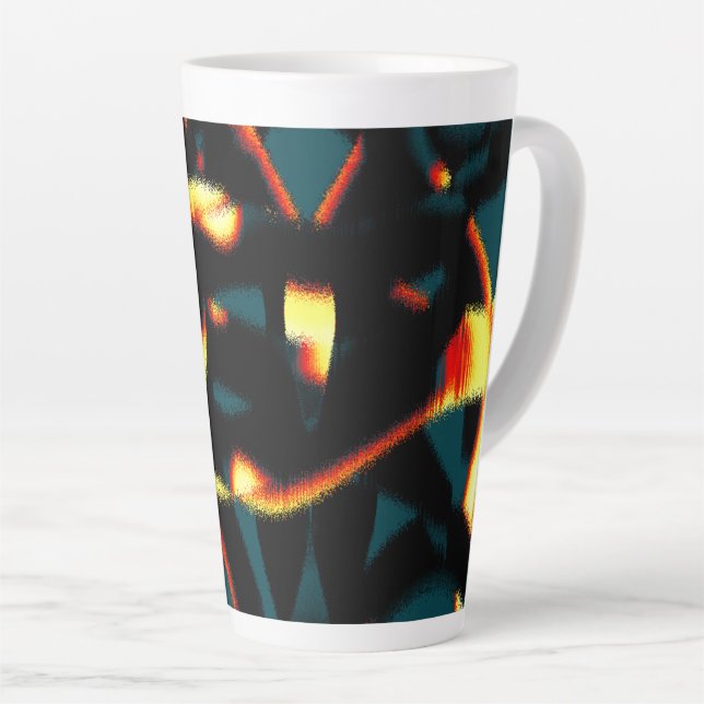 Caneca De Café Latte Listras queimadas com aspecto vermelho vermelho, b (Ângulo direito)