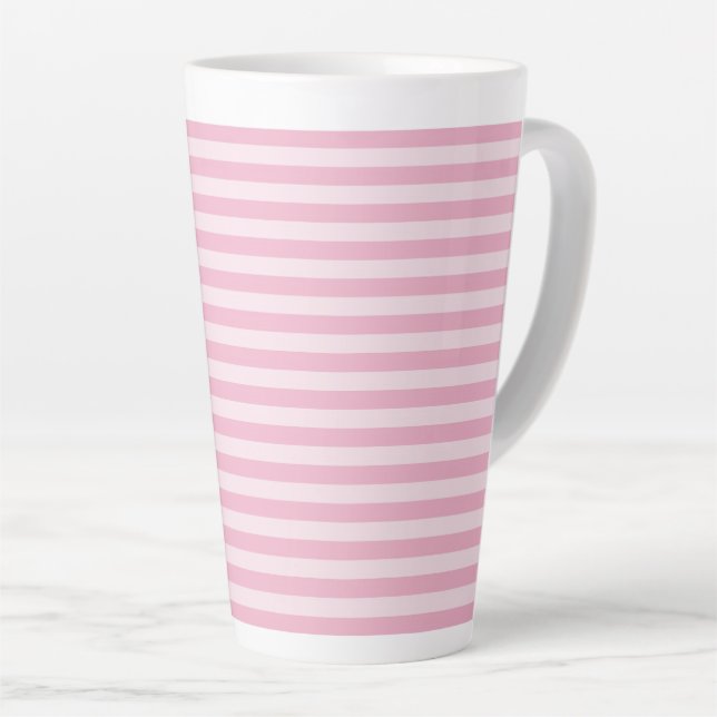 Caneca De Café Latte Listras Rosa Padrão Sem Costura (Ângulo direito)