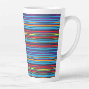Caneca De Café Latte Listras roxas azuis fofas