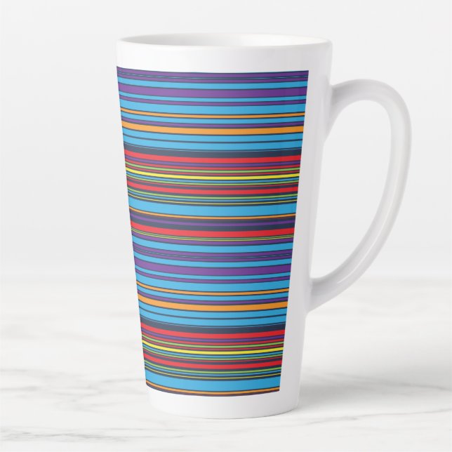 Caneca De Café Latte Listras roxas azuis fofas (Direita)