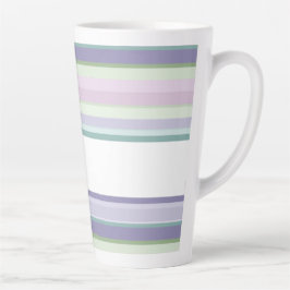 Caneca De Café Latte Listras roxas, Neptuno, verde marinho e Lavanda