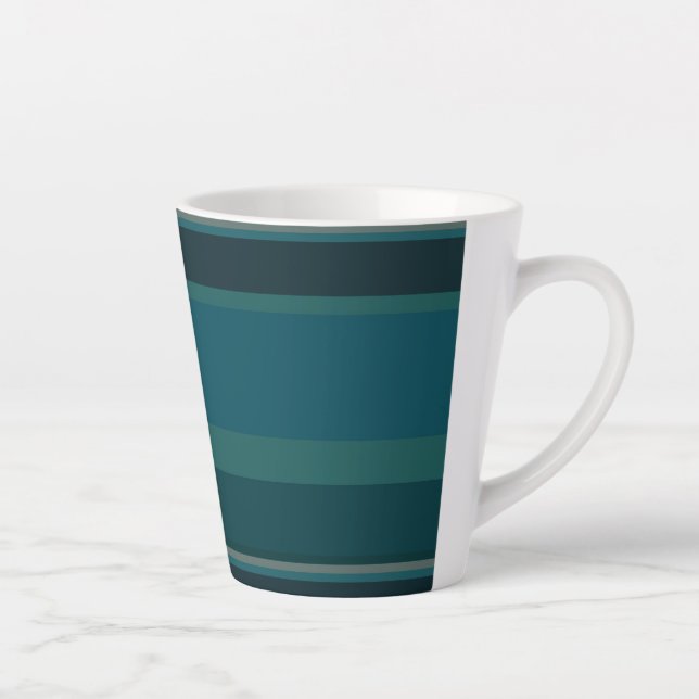 Caneca De Café Latte Listras Turquesa (Direita)