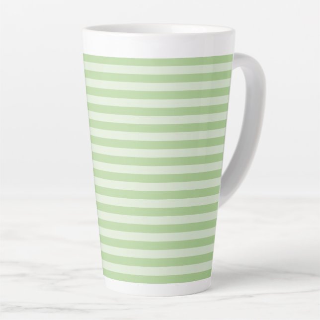 Caneca De Café Latte Listras Verdes (Ângulo direito)