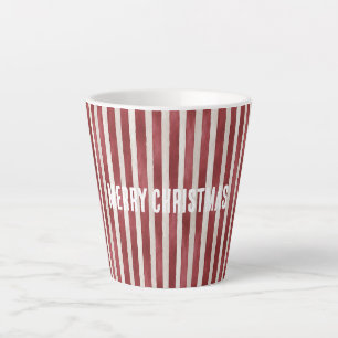 Caneca De Café Latte Listras Vermelhas Creme de Natal