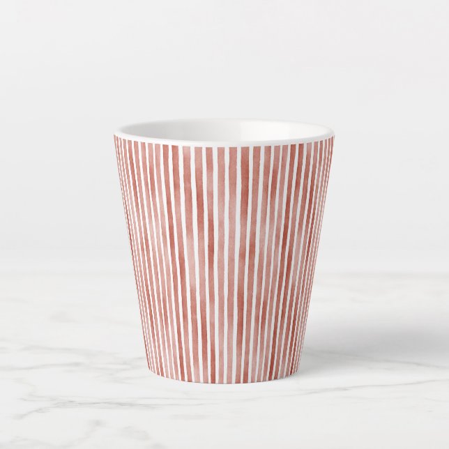 Caneca De Café Latte Listras Vermelhas de Natal  (Frente)