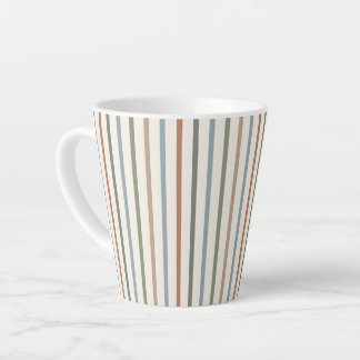 Caneca De Café Latte Listras Verticais Boho Tons Terrosos Padrão Minima