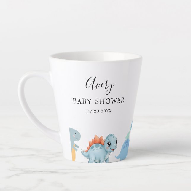 Caneca De Café Latte Little Dinosaur Cute Baby Shower (Esquerda)