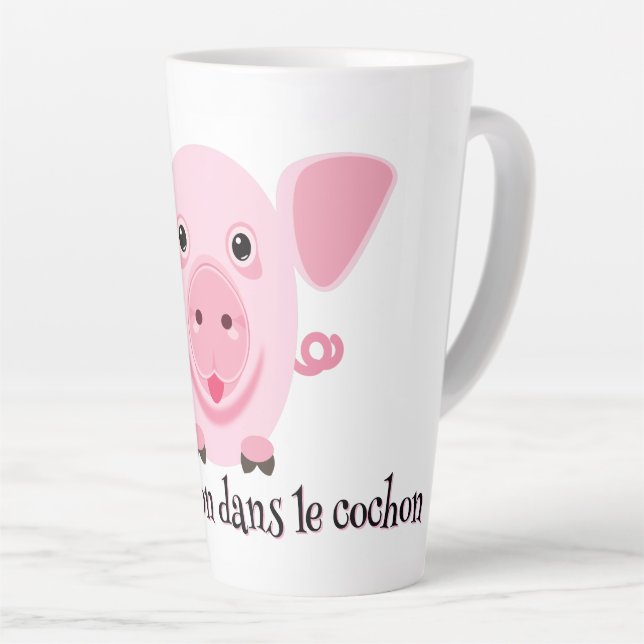 Caneca De Café Latte Little happy cute pink pig (Ângulo direito)