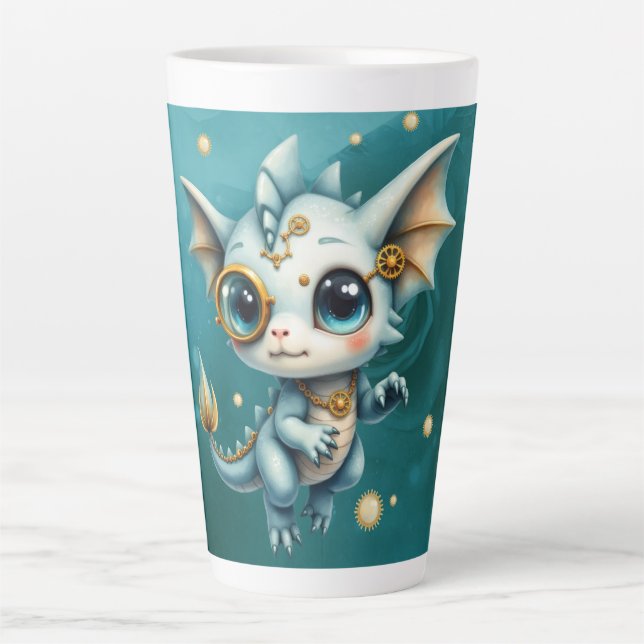 Caneca De Café Latte Little Steam Dragon – Professional Chaos Engineer. (Frente)